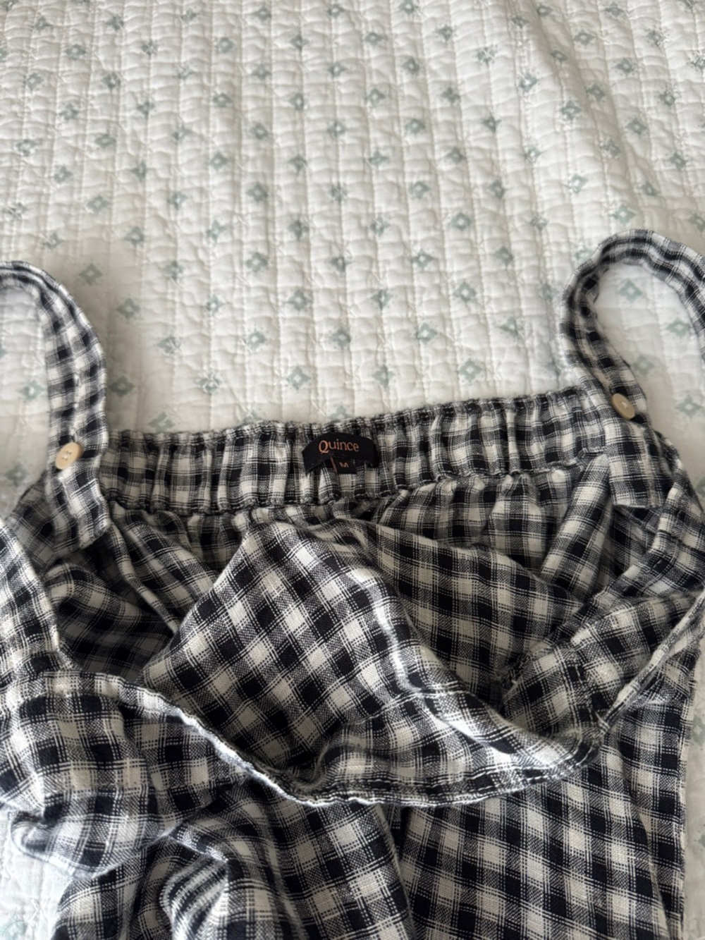 Black and White Gingham Jumpsuit with Tie Waist - Picture 4 of 5